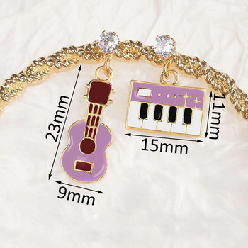 10 τμχ Σμάλτο Χρυσό Χρώμα Κιθάρα Μουσική Γούρι Κρεμαστό για Κοσμήματα Κατασκευή DIY Βραχιόλι Γυναικείο κολιέ Σκουλαρίκια Αξεσουάρ Ευρήματα