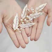 Pearl Bride Hair Comb Vjenčane tijare za žene Lišće Ukosnice Ukras za glavu Šarm Djevojke Dnevna kopča za kosu Ukras za glavu Noiva Nakit za kosu