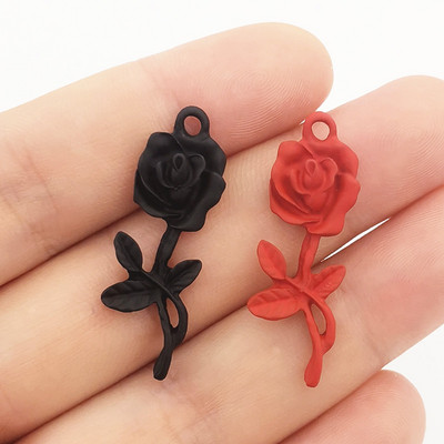 8 τμχ Νέο κράμα ψευδαργύρου Χρώμα σπρέι μετάλλου Χρώμα τριαντάφυλλο Γούρια Κρεμαστό κολιέ Σκουλαρίκια DIY Αξεσουάρ κατασκευής κοσμημάτων