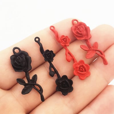 8 τμχ Νέο κράμα ψευδαργύρου Χρώμα σπρέι μετάλλου Χρώμα τριαντάφυλλο Γούρια Κρεμαστό κολιέ Σκουλαρίκια DIY Αξεσουάρ κατασκευής κοσμημάτων