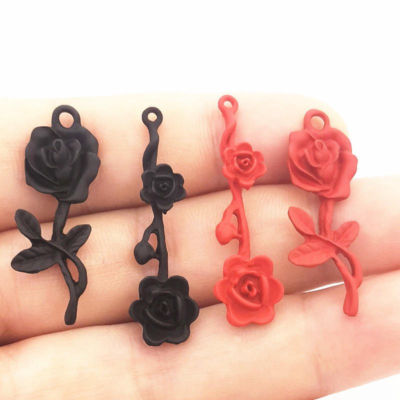 8 τμχ Νέο κράμα ψευδαργύρου Χρώμα σπρέι μετάλλου Χρώμα τριαντάφυλλο Γούρια Κρεμαστό κολιέ Σκουλαρίκια DIY Αξεσουάρ κατασκευής κοσμημάτων