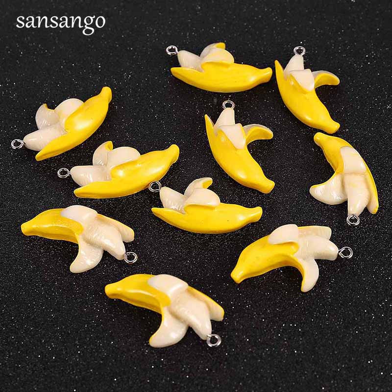 10-dielny prívesok zo žltej smaltovanej zliatiny s banánom pre ručne vyrobené roztomilé náušnice, náhrdelník, módne šperky.