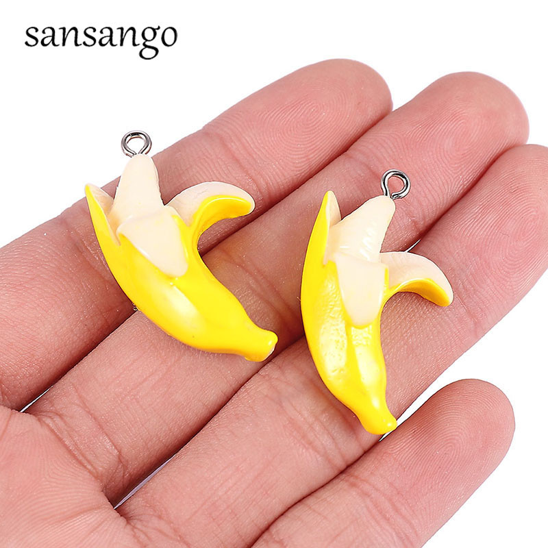 10-dielny prívesok zo žltej smaltovanej zliatiny s banánom pre ručne vyrobené roztomilé náušnice, náhrdelník, módne šperky.