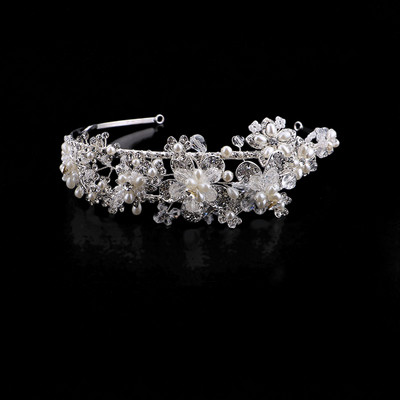 Vjenčani dodaci za kosu za mladenku Nakit za kosu Biserna ukrasa za glavu Dio za glavu od lišća Pearl Rhinestones Vjenčana traka za glavu BN