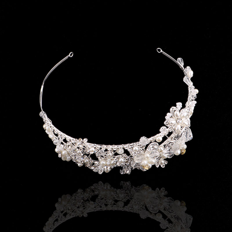 Vjenčani dodaci za kosu za mladenku Nakit za kosu Biserna ukrasa za glavu Dio za glavu od lišća Pearl Rhinestones Vjenčana traka za glavu BN