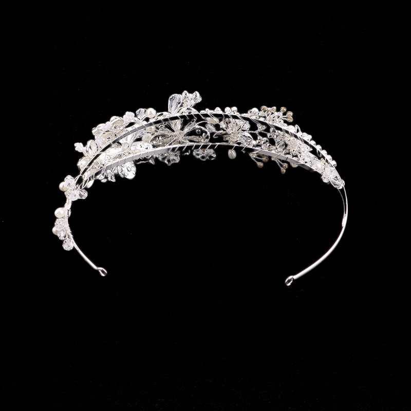 Vjenčani dodaci za kosu za mladenku Nakit za kosu Biserna ukrasa za glavu Dio za glavu od lišća Pearl Rhinestones Vjenčana traka za glavu BN