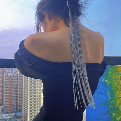 Punková dlhá strapcová retiazka do vlasov Vintage čelenka Kovová módna sponka do vlasov pre ženy, dievčatá, párty, šperky, darček