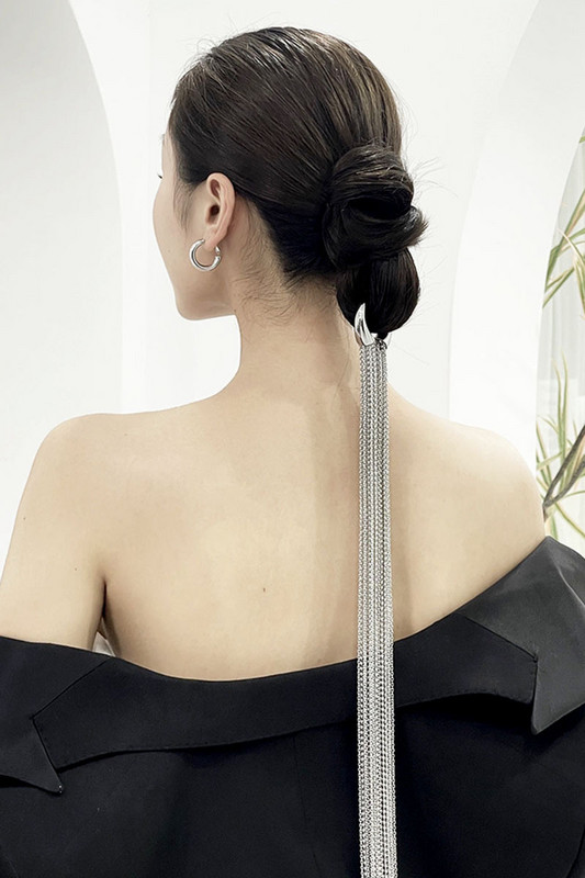 Punková dlhá strapcová retiazka do vlasov Vintage čelenka Kovová módna sponka do vlasov pre ženy, dievčatá, párty, šperky, darček