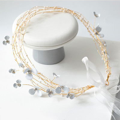 Dulce și romantică bentiță cu zână, floare de mireasă, perle artificiale, de lux, accesorii pentru păr de nuntă, pentru fete