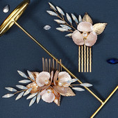 2 buc piepteni de păr agrafe cu flori pentru femei Fashion Crystal Glden caciulă perla mireasă accesorii pentru păr de nuntă bijuterii