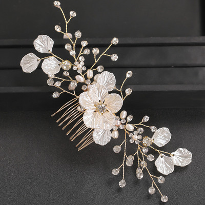 Madingos plaukų šukos nuotakos Tiaros vestuviniai plaukų aksesuarai moterims gėlių perlų krištolinis plaukų segtukas mergaičių galvos apdangalas plaukams papuošalai