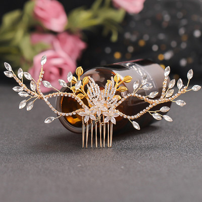 Madingos plaukų šukos nuotakos Tiaros vestuviniai plaukų aksesuarai moterims gėlių perlų krištolinis plaukų segtukas mergaičių galvos apdangalas plaukams papuošalai