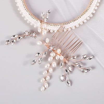 Madingos plaukų šukos nuotakos Tiaros vestuviniai plaukų aksesuarai moterims gėlių perlų krištolinis plaukų segtukas mergaičių galvos apdangalas plaukams papuošalai