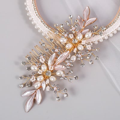 Madingos plaukų šukos nuotakos Tiaros vestuviniai plaukų aksesuarai moterims gėlių perlų krištolinis plaukų segtukas mergaičių galvos apdangalas plaukams papuošalai