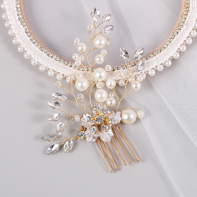 Madingos plaukų šukos nuotakos Tiaros vestuviniai plaukų aksesuarai moterims gėlių perlų krištolinis plaukų segtukas mergaičių galvos apdangalas plaukams papuošalai