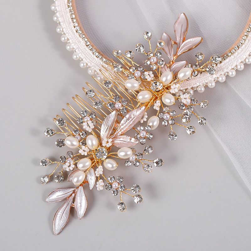 Madingos plaukų šukos nuotakos Tiaros vestuviniai plaukų aksesuarai moterims gėlių perlų krištolinis plaukų segtukas mergaičių galvos apdangalas plaukams papuošalai