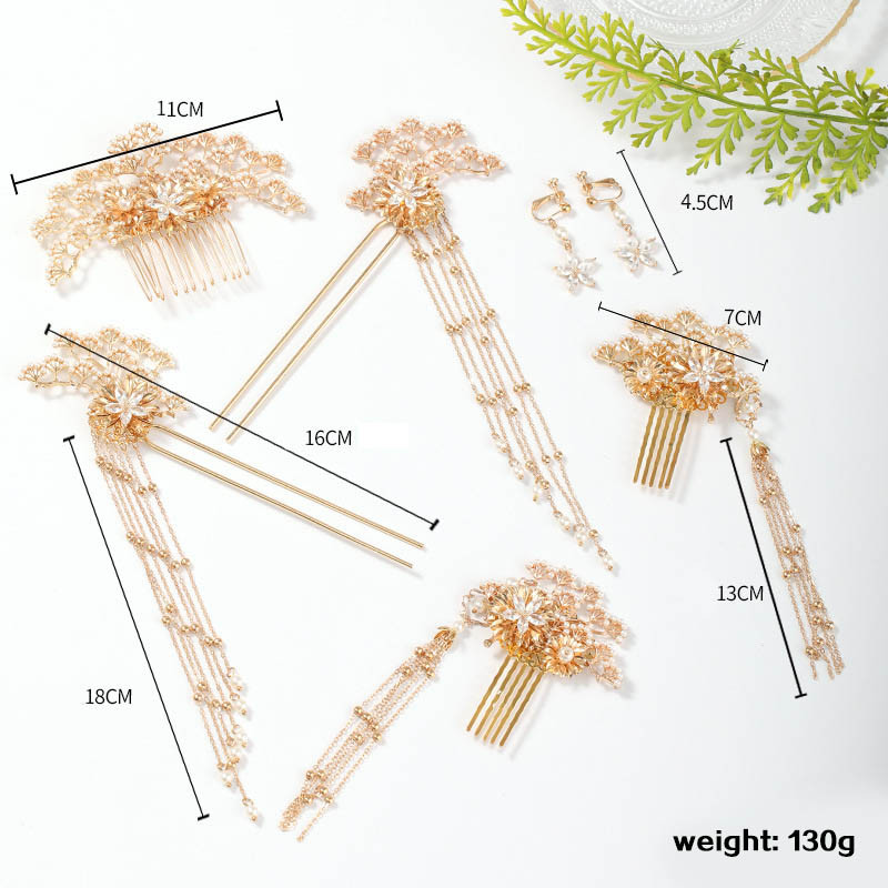 Vjenčani kineski tradicionalni štapići za kosu Ukosnice Antikni biser Tijare Češalj za kosu Vilice Kompleti Kineski Hanfu dodaci za kosu Nakit