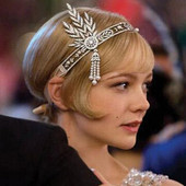 Anii 1920 Bijuterii de păr de epocă Frunză Mireasă Cristal Perlă Cască Flapper Great Gatsby Tiara și Bentita pentru cap pentru femei Nunta