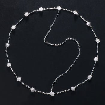 Stonefans Simple Zircon Flower Headband Chain Headpiece Νυφικό Νυφικό Μαλλιά Κοσμήματα Bohemia Hair Chain Γυναικεία αξεσουάρ μαλλιών