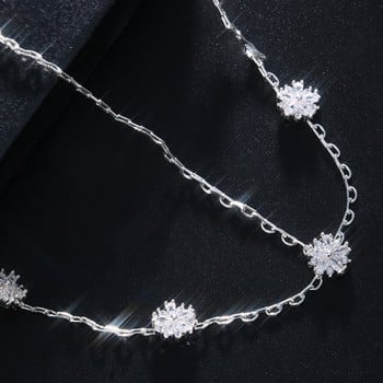 Stonefans Simple Zircon Flower Headband Chain Headpiece Νυφικό Νυφικό Μαλλιά Κοσμήματα Bohemia Hair Chain Γυναικεία αξεσουάρ μαλλιών