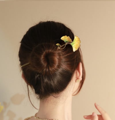 Vintage Ginkgo Hairstick Goddness Hair Pins Plaukų segtukai Elegantiški plaukų papuošalai moterims