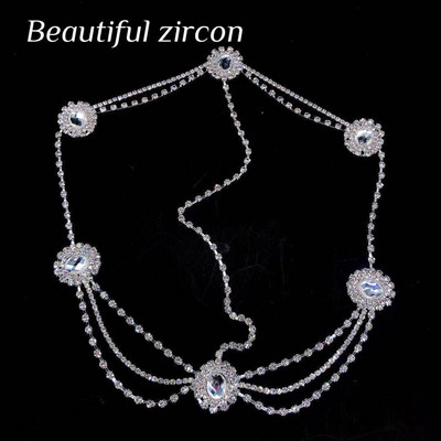 Bohém retro női Crystal menyasszonyi fejpánt lánc Bridal Wedding Crystal homlok indiai fejpántos haj kiegészítők