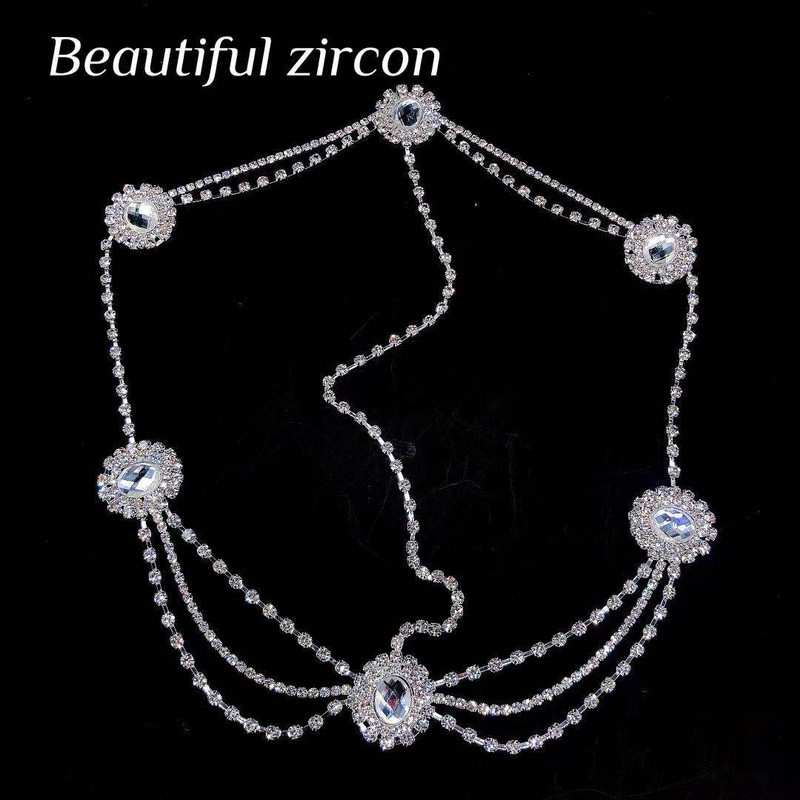 Bohém retro női Crystal menyasszonyi fejpánt lánc Bridal Wedding Crystal homlok indiai fejpántos haj kiegészítők