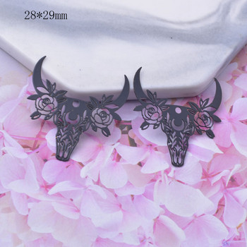 6 τμχ DIY Κατασκευή Σκουλαρίκι Ασπρόμαυρο Φύλλο Λουλούδι ορείχαλκο Lotus bull Charms Κοσμήματα Σκουλαρίκια Αξεσουάρ
