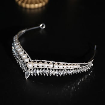 Crown Bride European and American Rhinestone Pearl Super Fairy Βραδινό Φόρεμα Head Band Νυφικό Αξεσουάρ μαλλιών Shooting C