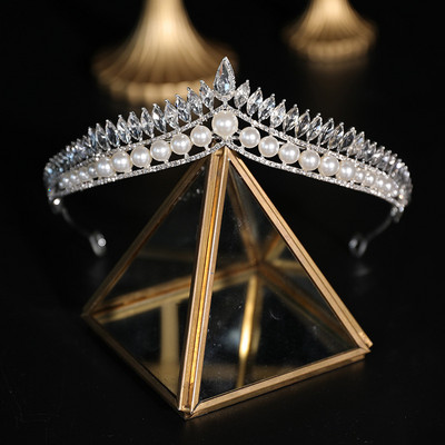 Coroană Mireasă Europeană și Americană Strass Perlă Super Zână Rochie de seară Bandă pentru cap Rochie de mireasă Accesorii pentru păr Filmare C