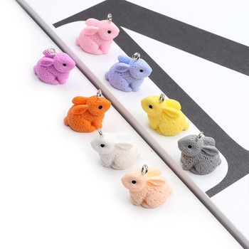 8 τμχ Cute Rabbits Resin Charms DIY ευρήματα Candy Color Gummy Animals Μενταγιόν για κολιέ Μπρελόκ Αξεσουάρ κατασκευής κοσμημάτων