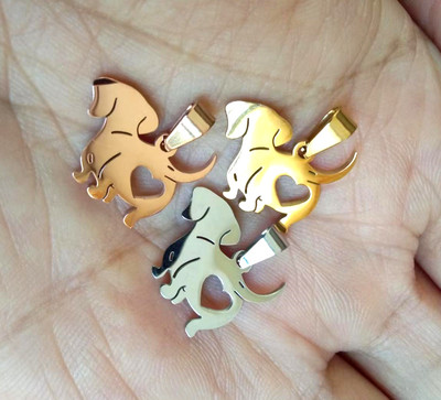 5db Charms I Love Dog üreges szív medálok barkácsolás tükör lengyel rozsdamentes acél ékszer kézműves
