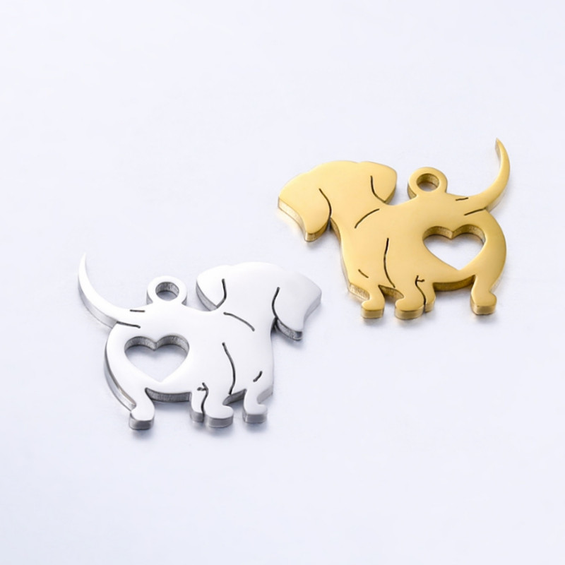5db Charms I Love Dog üreges szív medálok barkácsolás tükör lengyel rozsdamentes acél ékszer kézműves