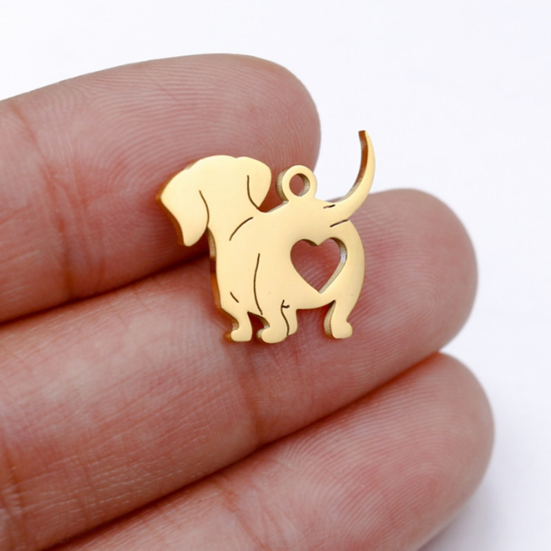 5db Charms I Love Dog üreges szív medálok barkácsolás tükör lengyel rozsdamentes acél ékszer kézműves