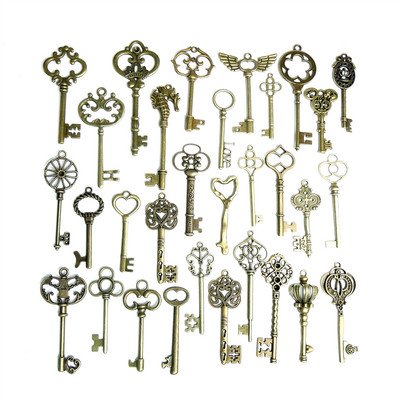 Új Vintage 10 db cinkötvözet vegyes kulcs Charms Fit barkács nyaklánc fülbevaló karkötő ékszer készítés esküvői dekoráció