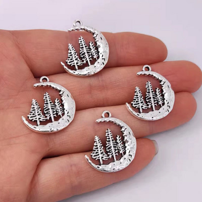 5db új Pine Tree Crescent Moon medál bűbáj barkácsoló női férfinak Kiegészítők