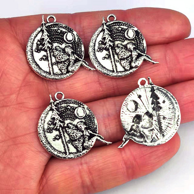 5db új Pine Tree Crescent Moon medál bűbáj barkácsoló női férfinak Kiegészítők