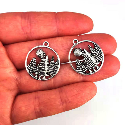 5db új Pine Tree Crescent Moon medál bűbáj barkácsoló női férfinak Kiegészítők