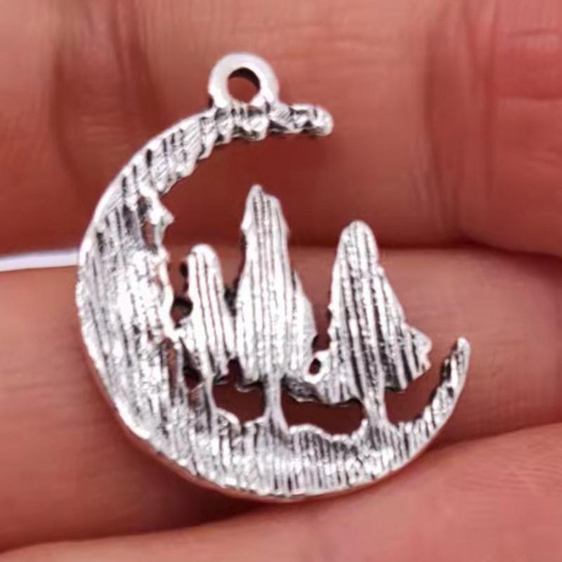 5db új Pine Tree Crescent Moon medál bűbáj barkácsoló női férfinak Kiegészítők