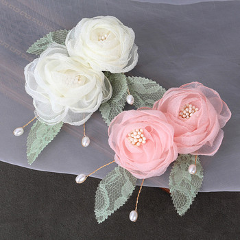 Fairy Hair Clips Bride Tiara Hair Jewelry for Women Νήμα με μαργαριτάρι λουλούδια φουρκέτα Classic girls Κινέζικα αξεσουάρ μαλλιών Κοσμήματα