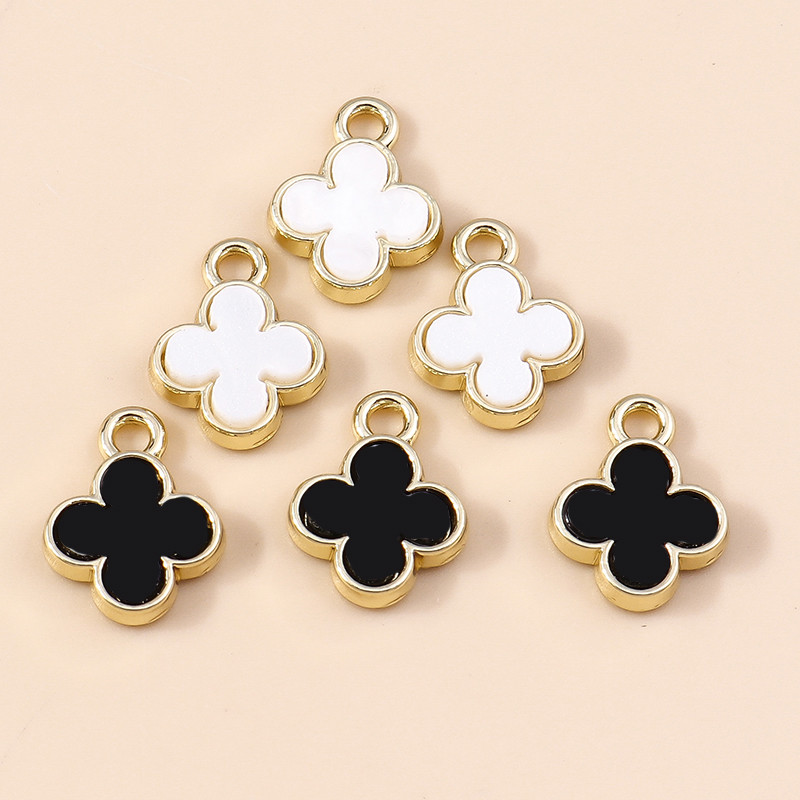 10 τμχ Κομψό Σχέδιο Μάρκας Χρυσό Χρώμα Τριφύλλι Γούρια λουλουδιών για Σκουλαρίκια Βραχιόλι Κολιέ Κρεμαστό Αξεσουάρ κοσμημάτων Diy