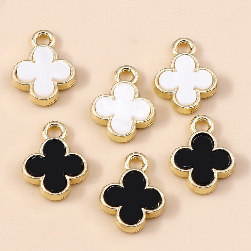 10 τμχ Κομψό Σχέδιο Μάρκας Χρυσό Χρώμα Τριφύλλι Γούρια λουλουδιών για Σκουλαρίκια Βραχιόλι Κολιέ Κρεμαστό Αξεσουάρ κοσμημάτων Diy