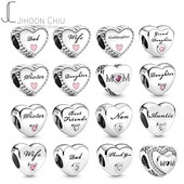 Daughter Love Dad Charm Fit Πρωτότυπο Pandora Charms Γυναικείο βραχιόλι Best Friends Χάντρες καρδιάς για κοσμήματα Δώρο για την Ημέρα του Πατέρα