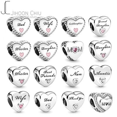 Daughter Love Dad Charm Fit Original Pandora Charms Bracelet Women Best Friends Heart Beads for Jewelry Making Father`s Day Gift