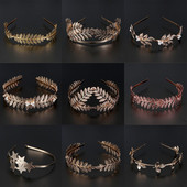 Divatos levél stílusú esküvői korona menyasszonyi tiara Vintage menyasszonyi hajkarika Arany esküvői hajkiegészítők női hajékszerek hajpánt