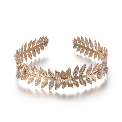 Divatos levél stílusú esküvői korona menyasszonyi tiara Vintage menyasszonyi hajkarika Arany esküvői hajkiegészítők női hajékszerek hajpánt