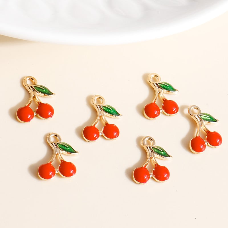 10db Mix Enamel Fruits Charms Cseresznye ananász eper medálok nyaklánchoz fülbevaló karkötő barkács ékszerkészítési kiegészítők