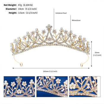 Сватбена корона Булка Бижута за коса Момичета Луксозни перлени кристални диадеми Златна партия Принцеса Диадема Бижута Dropshipping