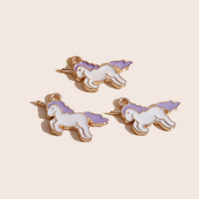10db 20*17mm Zománc Lucky Unicorn Bűbájok Nyakláncokhoz Medálok Fülbevalók Barkácsolás Színes Állati Bűbáj Ékszer Kiegészítők készítése
