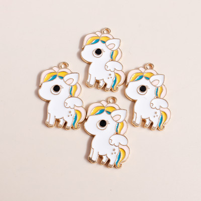 10db 20*17mm Zománc Lucky Unicorn Bűbájok Nyakláncokhoz Medálok Fülbevalók Barkácsolás Színes Állati Bűbáj Ékszer Kiegészítők készítése